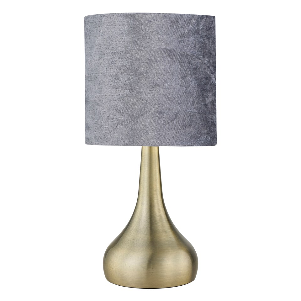 image 1 of Set of 2 Romana - Antique Brass Touch Table Lamps Crushed Velvet Shade