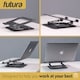 image 5 of Futura Laptop Stand Adjustable Portable Riser, Grey Foldable Aluminium Holder for MacBook AirPro and 11 to 17 inch Laptops | Grey | Grey | One Size | 1