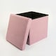image 5 of OHS Matte Velvet Soft Foldable Cube Footstool Seat Storage Organiser Ottoman Pink | Blush Pink