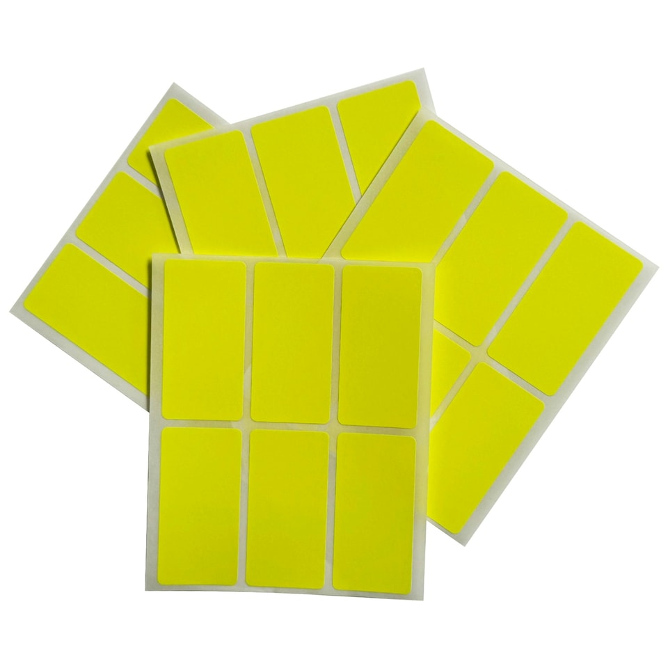 image 1 of Pack of 24 Fluorescent Yellow 25x50mm Rectangular Labels - Adhesive Stickers