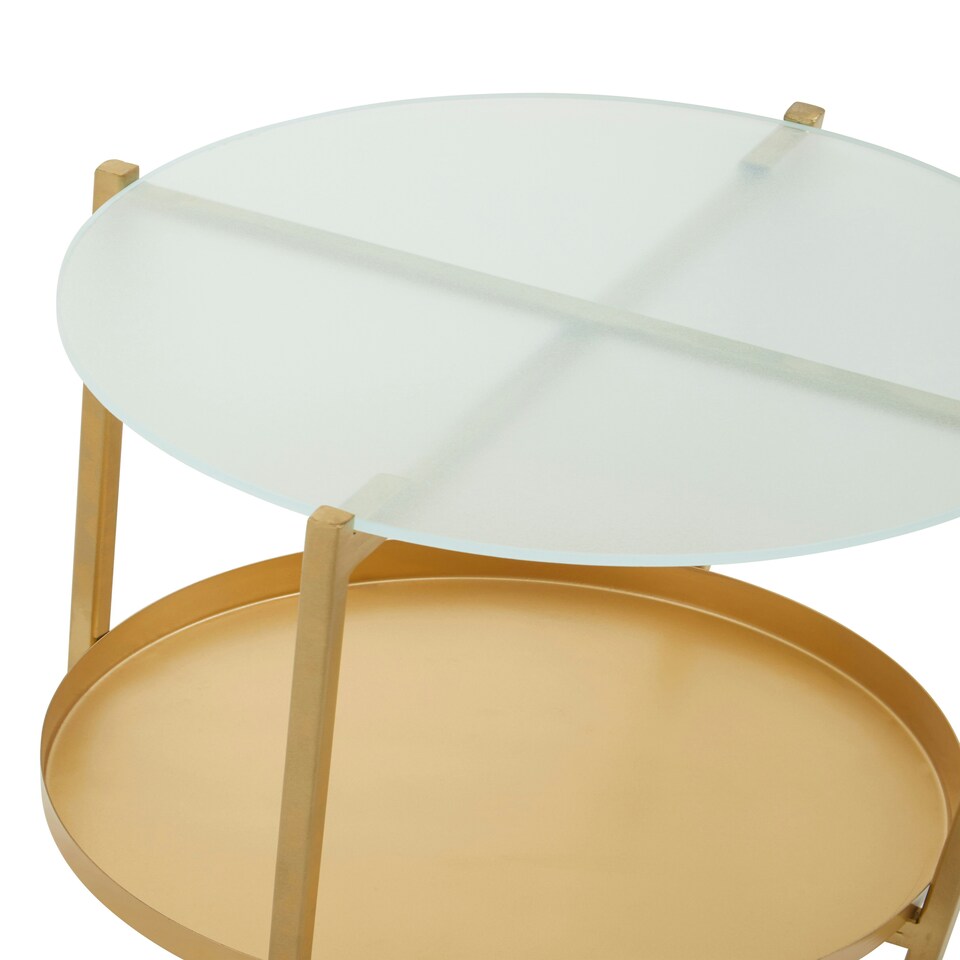 image 1 of Pali Two Tier Glass And Iron Side Table Gold