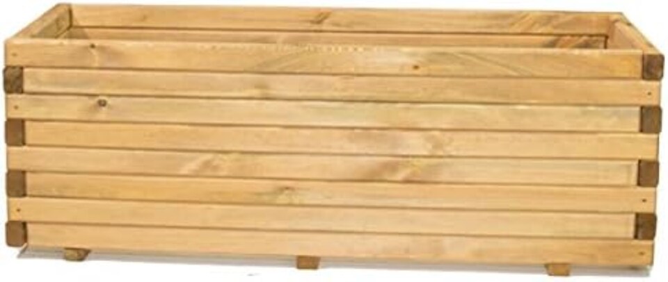 image 1 of Primrose Rectangle Pine Wood Raised Trough Outdoor Patio Planter 1.1m