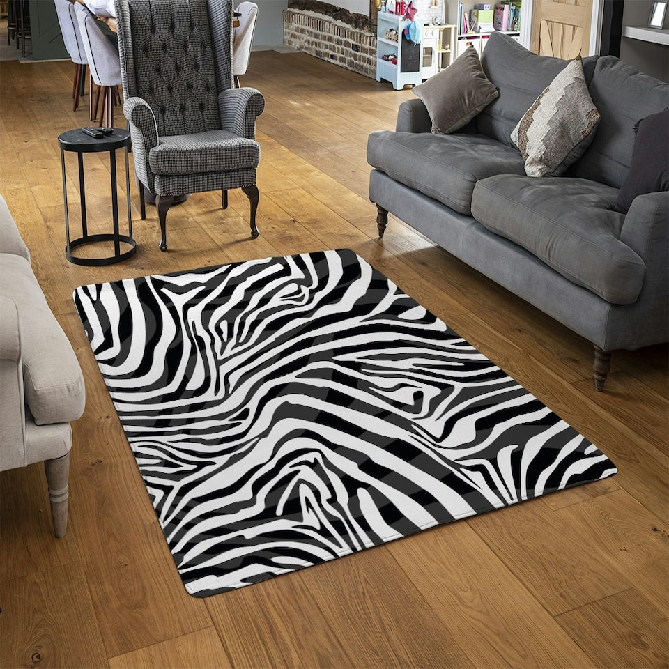 image 1 of Zebra Animal Print (Rug) Black | XL: 160x230cm