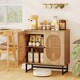 image 5 of COSTWAY Rattan Storage Cabinet 2 Door Buffet Sideboard w/Adjustable Shelf