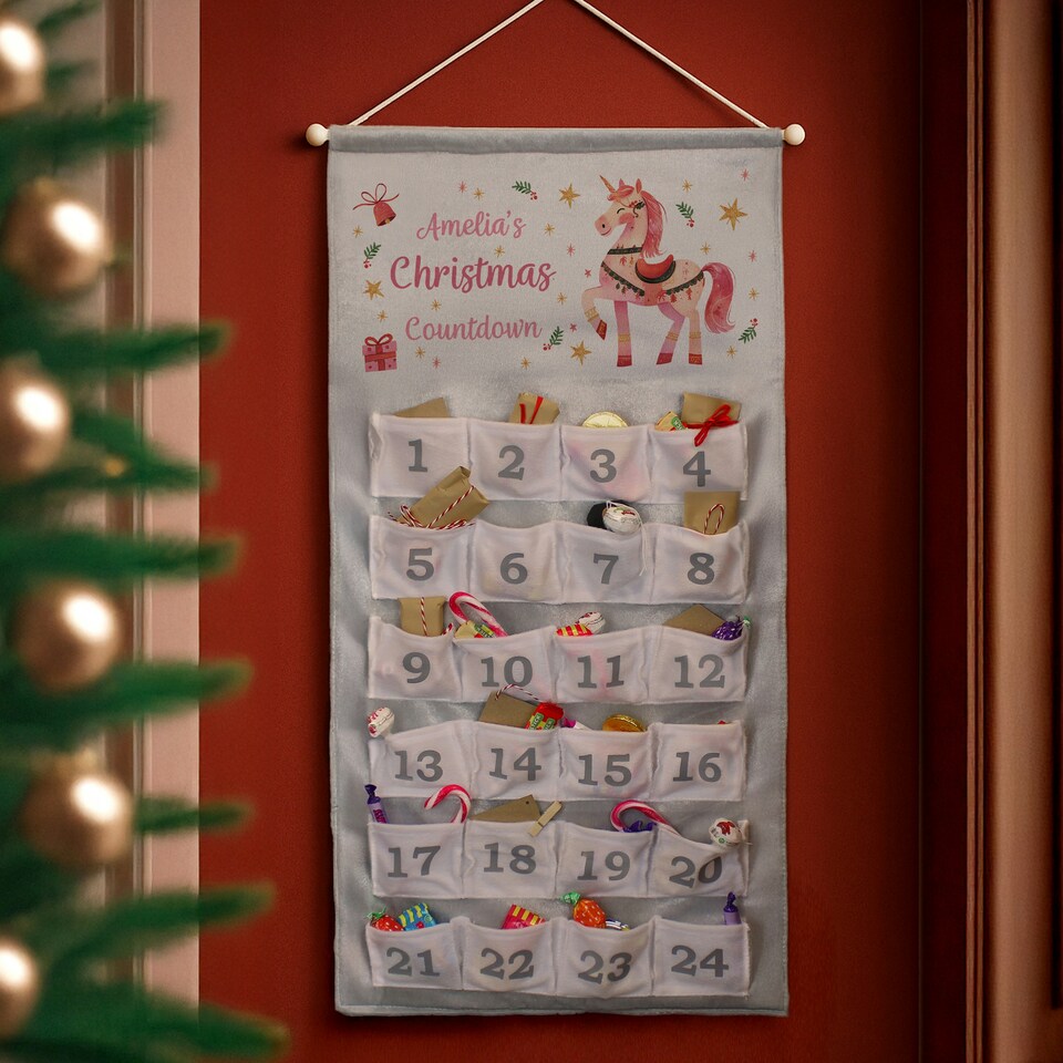 image 1 of Personalised Unicorn Christmas Advent Calendar