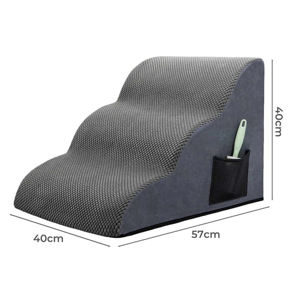 image 1 of Skylos 3 Step Dog Ramp Stairs for Small Pets Bed Sofa Foam Non-Slip Washable