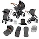 image 1 of Stomp Luxe 2-in-1 Pram – Birth to Approx. 4 Years, Foldable, All-Terrain, Rain Cover, Footmuff, Puncture-Proof Wheels & More (Black/Charcoal Grey/Tan)