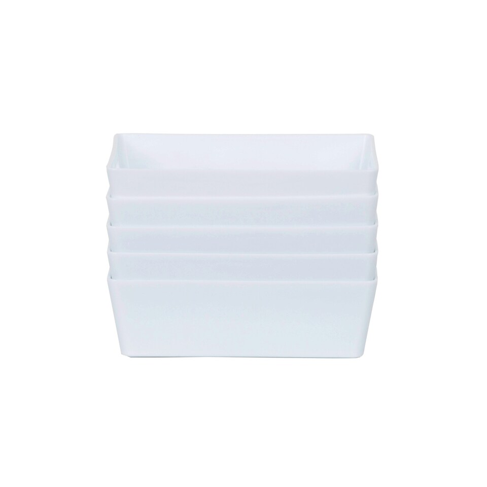 image 1 of Wham Studio 5 x 770ml Rectangular Plastic Storage Baskets Ice White White