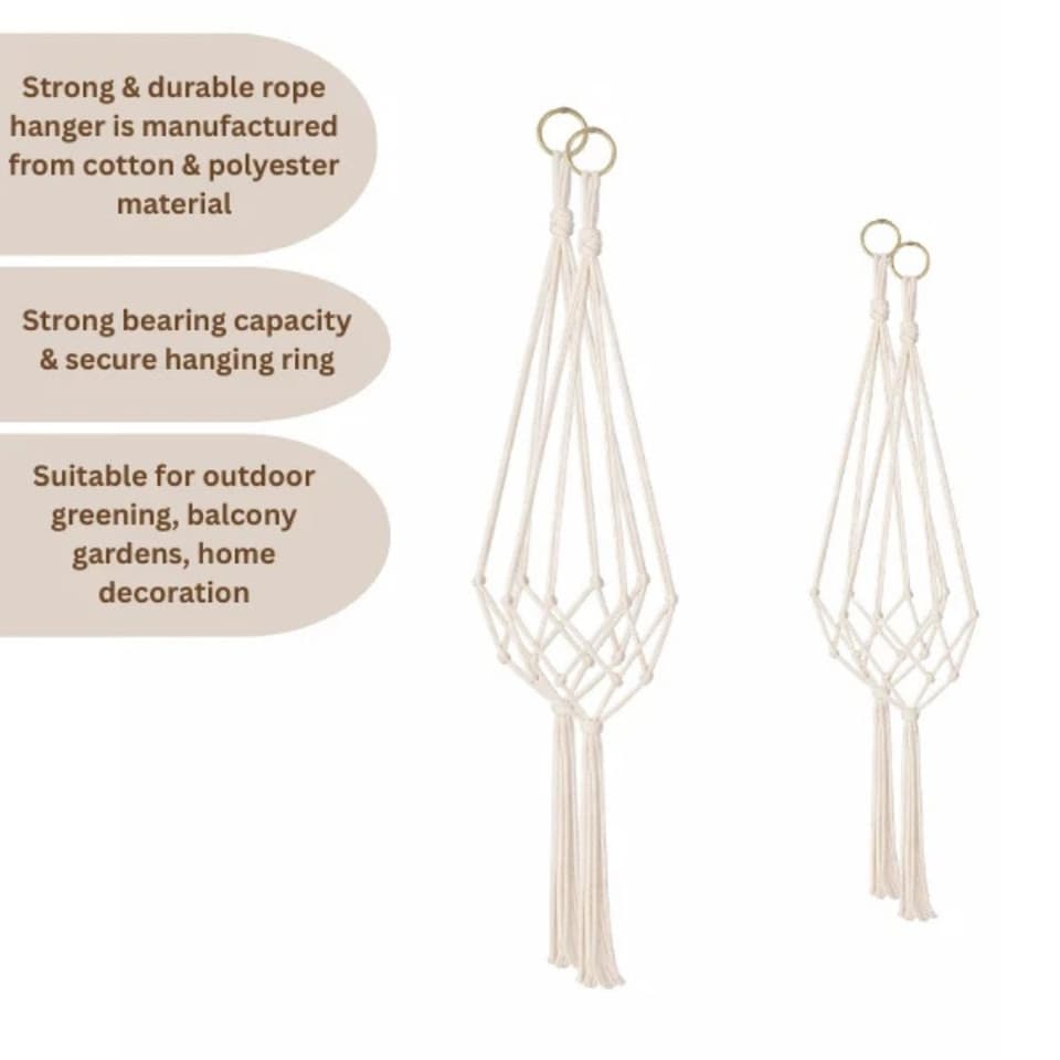 image 1 of Marco Paul 4pc Macrame Rope Plant Hanger Set