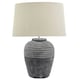 image 1 of Hill Interiors Amalfi Carved Stone Table Lamp (UK Plug) - White/Grey - One Size