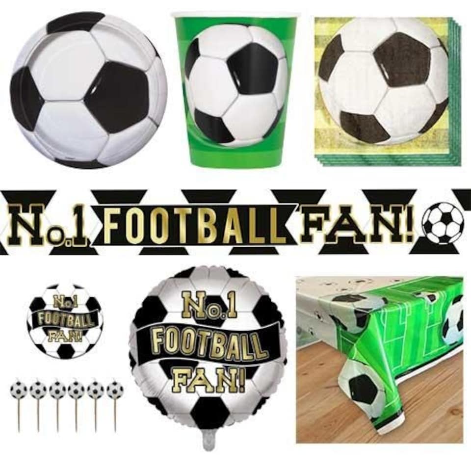 Black & White Football 8 Person Deluxe Party Pack