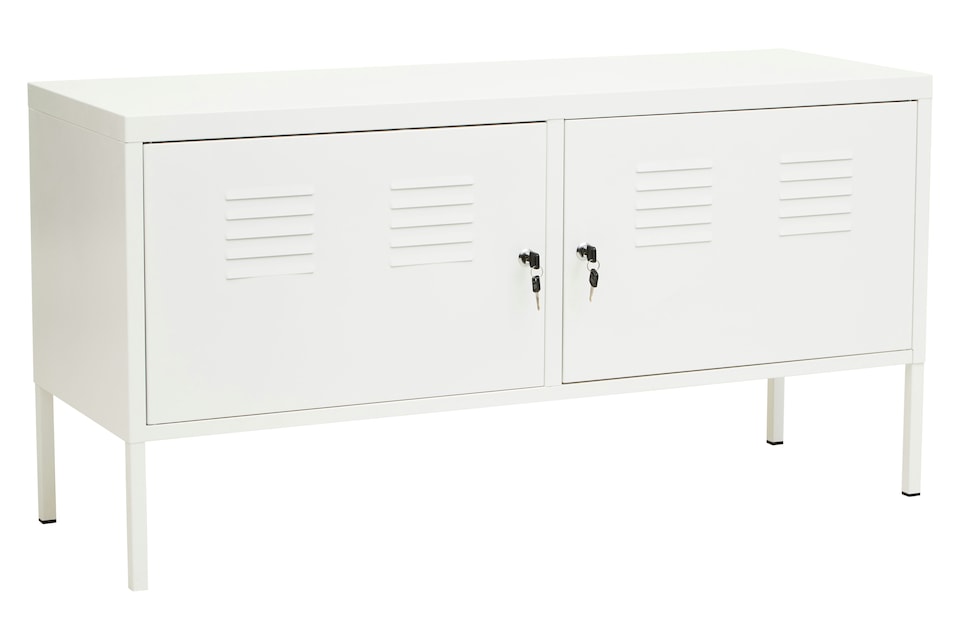 image 1 of Orsina Sleek And Sturdy Two Door White Locker, Compact Shelving Locker, Secured Storage Of Slim Locker With Handle
