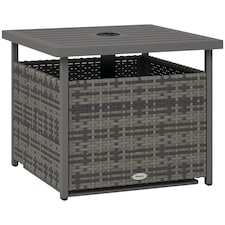 Outsunny Outdoor Rattan Coffee Table w/ Umbrella Hole Fit for Garden | Grey | Gradient grey rattan | 55.5 x 55.5 x 46 cm