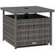 image 1 of Outsunny Outdoor Rattan Coffee Table w/ Umbrella Hole Fit for Garden | Grey | Gradient grey rattan | 55.5 x 55.5 x 46 cm