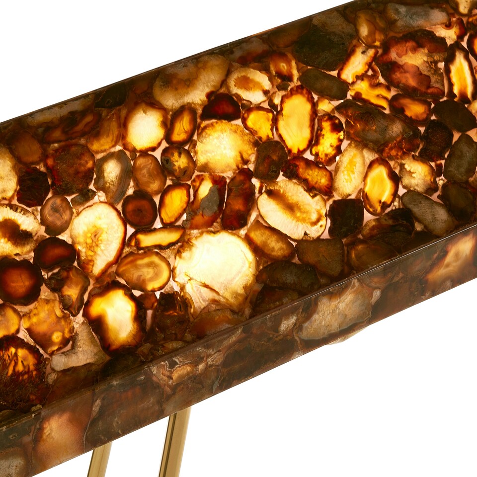 image 1 of Stunning Console Table With Agate Top, Agate Stone Top Hallway Console Table, Geometric Design Sofa Table Gold