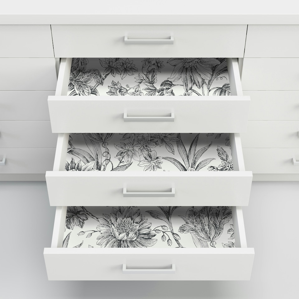 image 1 of Nuwallpaper NHS4769 Etched Floral Mono Peel & Stick Wallpaper, Black Multi