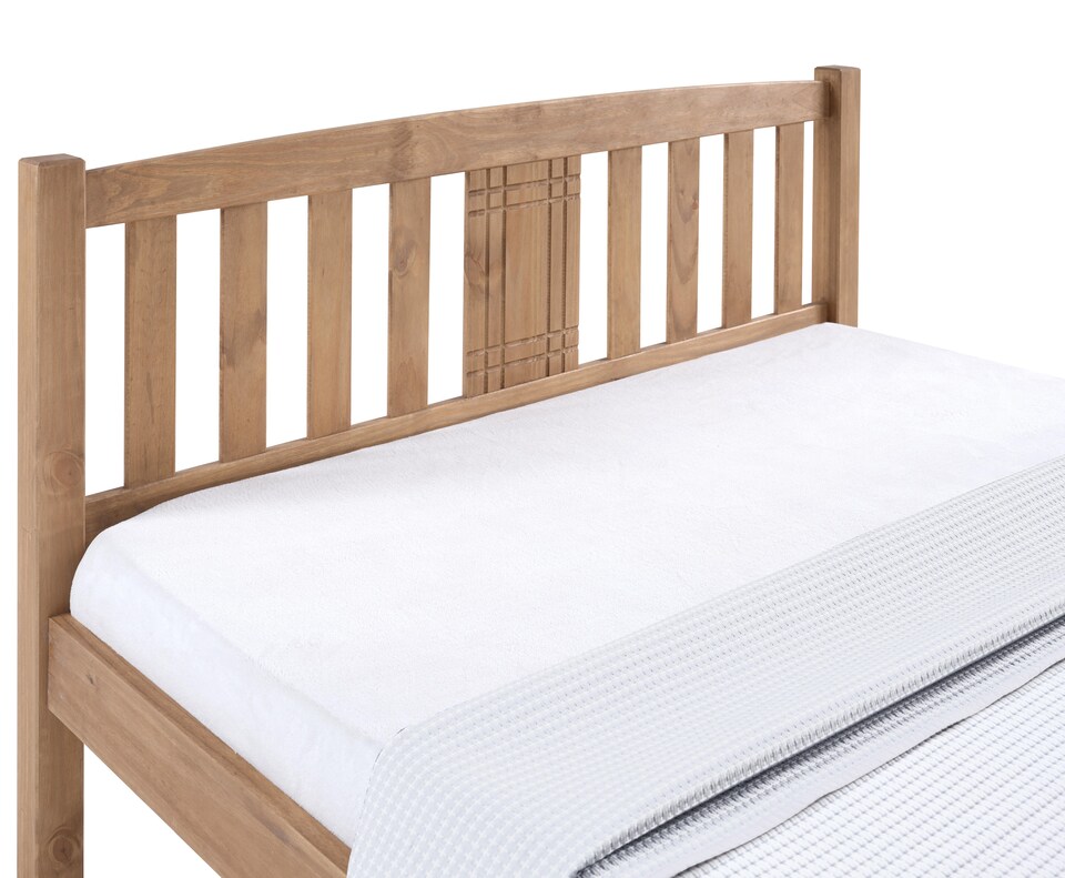 image 1 of 4ft6 Double Antique honey pine,wood,wooden,solid slatts,bed frame.