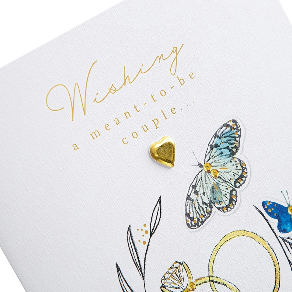 image 1 of Traditional Gold Rings Design Wedding Congratulations Card for Couple