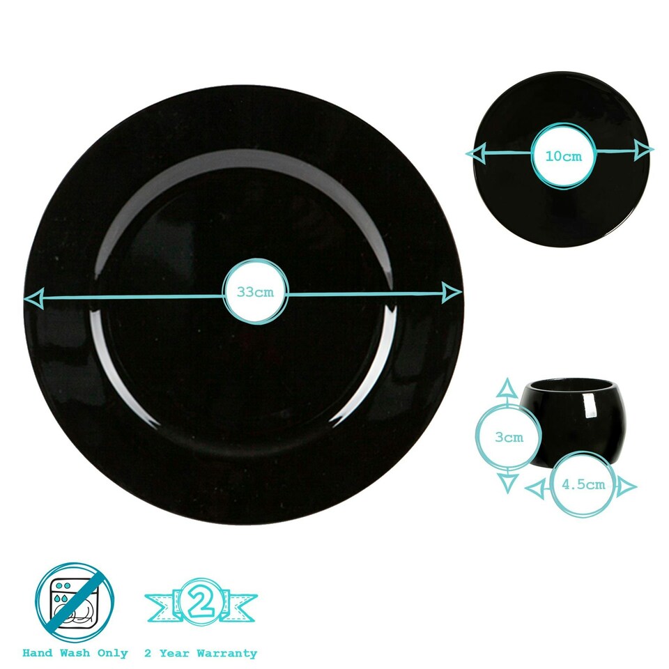 image 1 of Argon Tableware 18 Piece Metallic Charger Plates Set - Black Black