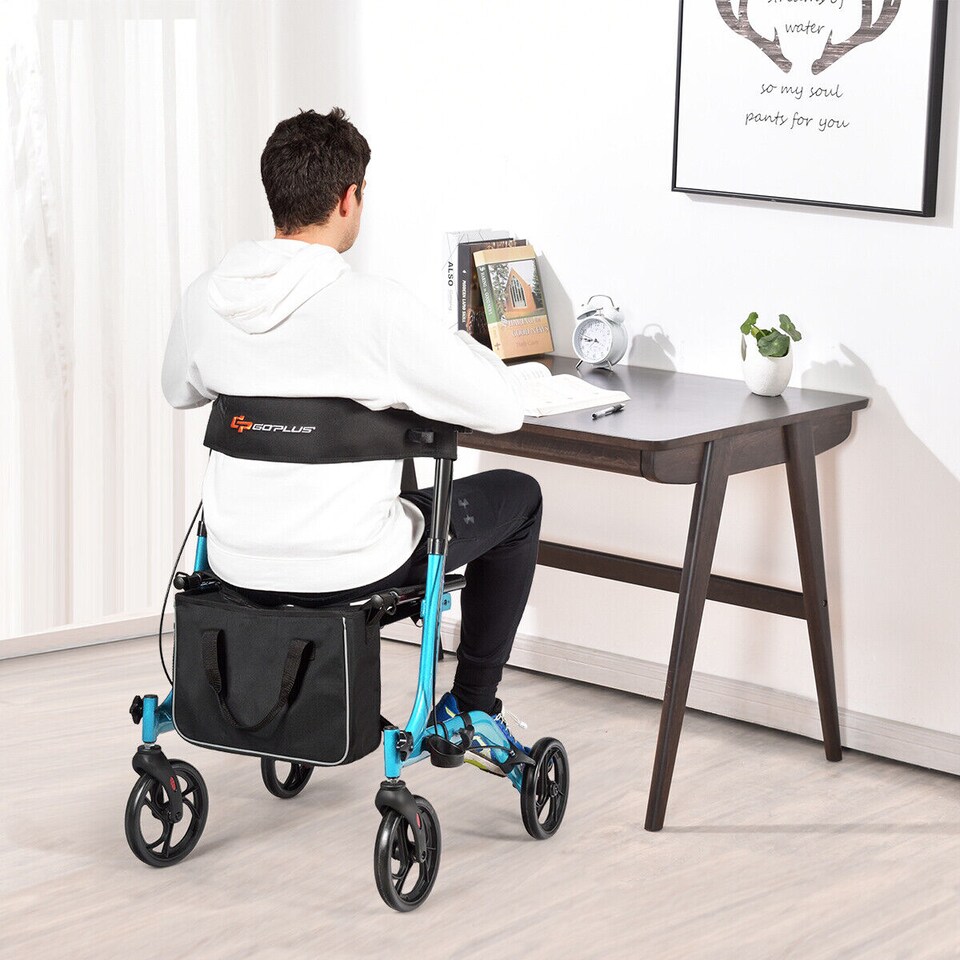 image 1 of COSTWAY Folding Rollator Walker Aluminium Mobility Aid Navy | Blue