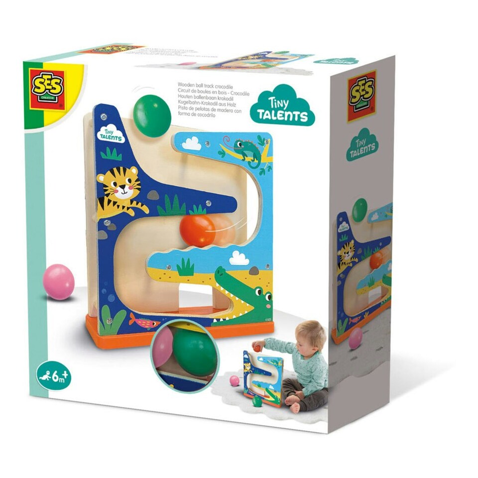 image 1 of SES CREATIVE Tiny Talents Wooden Ball Track Crocodile