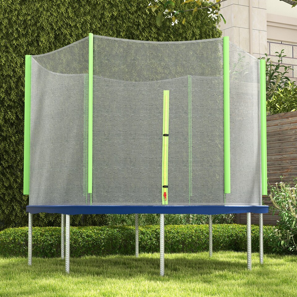 image 1 of SPORTNOW 8ft Trampoline Net Replacement with 6 Plastic Pole Covers, Weather-Resistant Trampoline Netting Replacement with Zipped Entrance, Poles Not Included