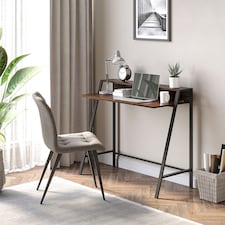 HOMCOM Writing Desk Computer Table Home Office PC Laptop Workstation Storage Shelf 100L x 45W cm Rustic Brown