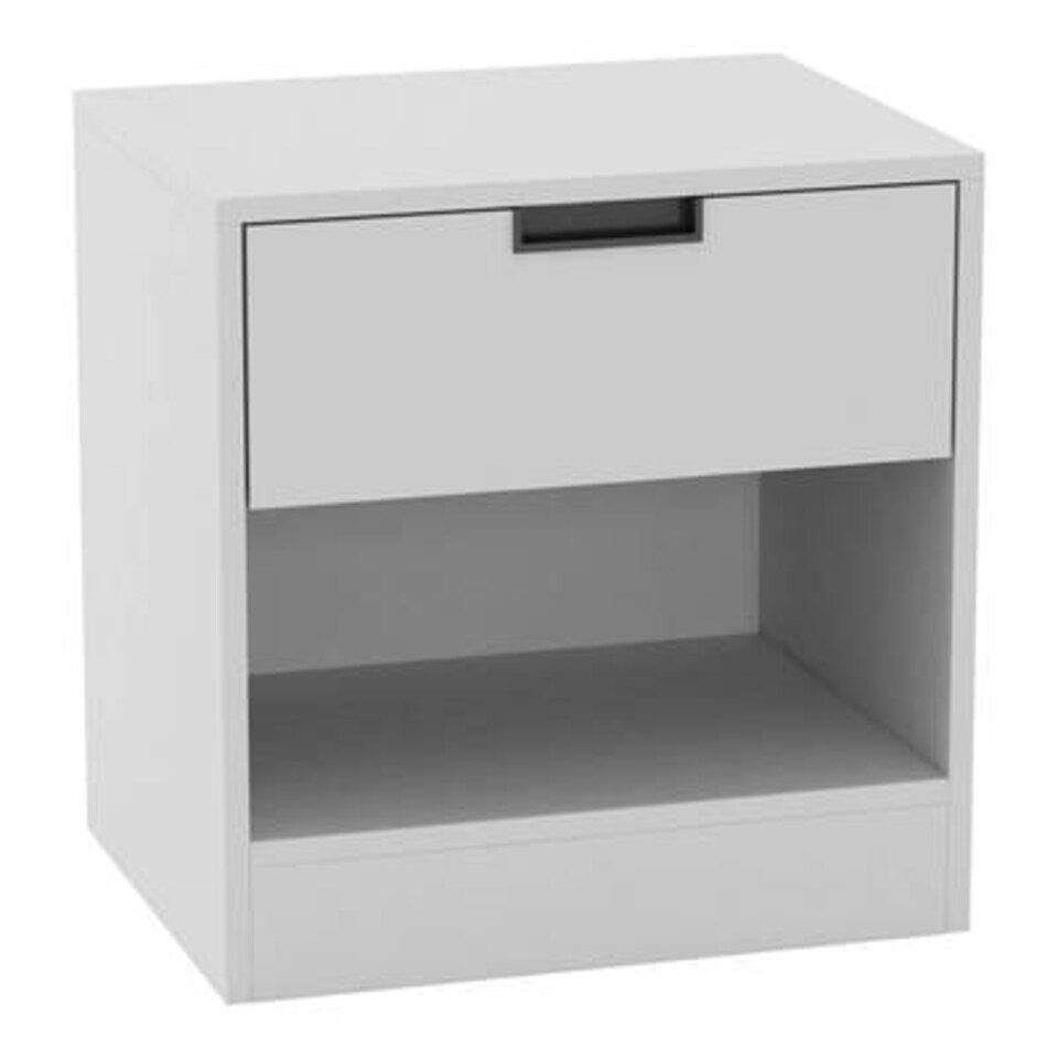 image 1 of 1-Drawer Bedside Table with Storage Black | White / Set of 1