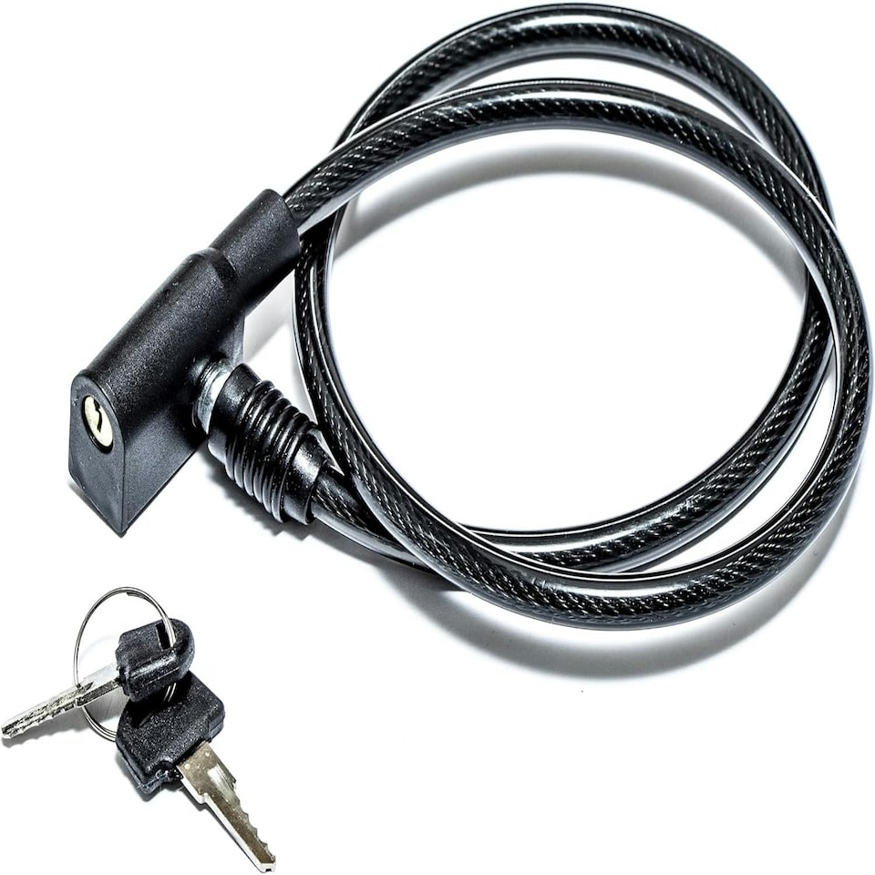 image 1 of Sport Direct 8mm x 76cm Steel Cable Bike Lock With 2 Keys Black