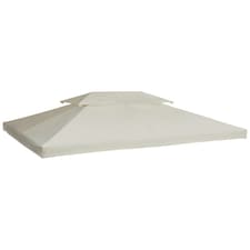 Outsunny 3x4m Gazebo Replacement Roof Canopy 2 Tier Top UV Cover Patio Cream
