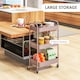 image 3 of HOMCOM 3-tier Storage Trolley on Wheels, Metal Storage Cart, Rolling Ultility Cart with 3 Mesh Baskets for Living Room, Kitchen, Pink