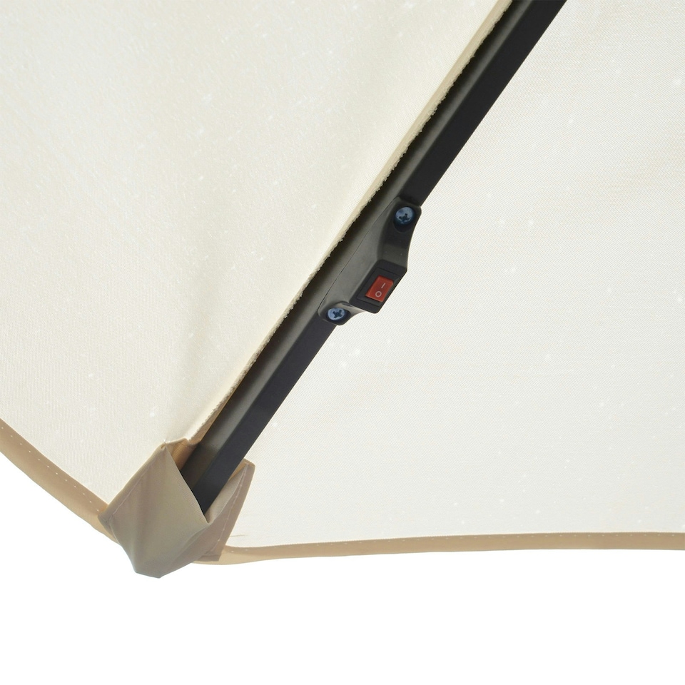 image 1 of Outsunny 3(m) LED Patio Banana Umbrella Cantilever Parasol w/ Crank, Off-White