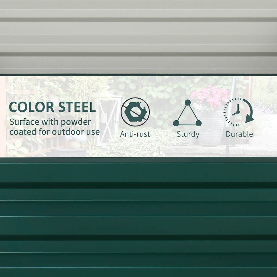 image 1 of Outsunny Set of 2 Raised Garden Bed Galvanised Planter Box, Green | Green | Green
