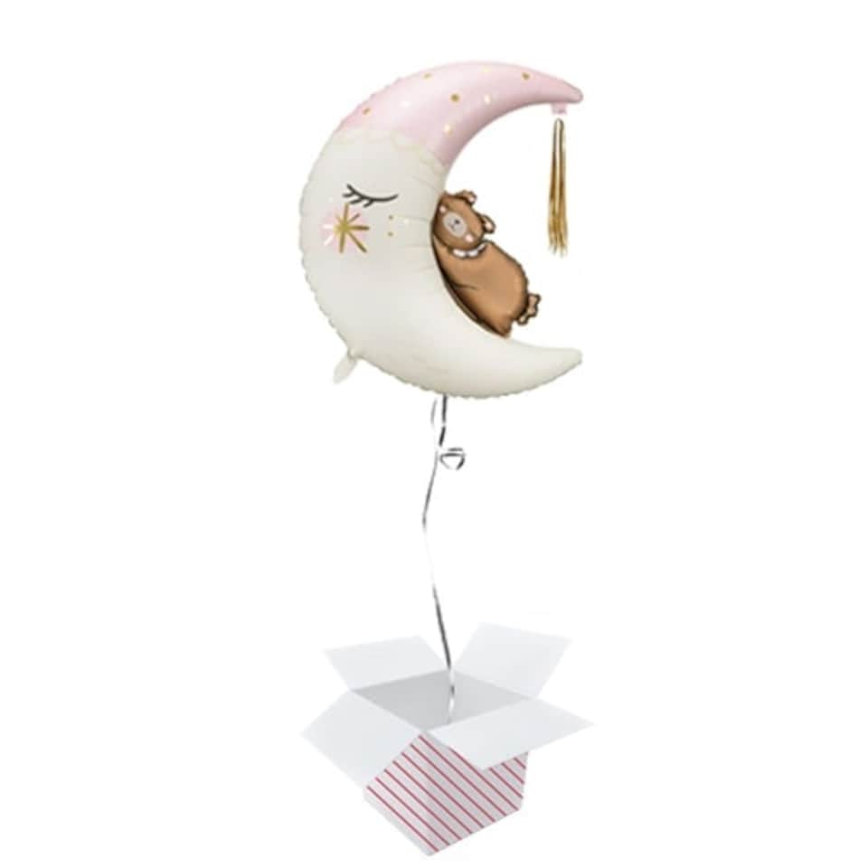 Teddy Bear on the Moon Helium Foil Giant Balloon - Inflated Balloon in a Box