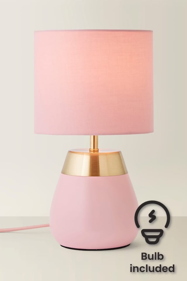 image 1 of ValueLights Hurst Pink Touch Touch Table Lamp with Drum Shade | Pink