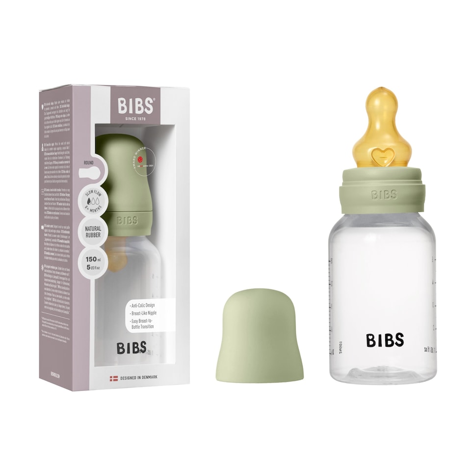 image 1 of BIBS BPA-Free PP 150ml Baby Bottle Latex 1 Pack Slow Flow Sage | Green | S