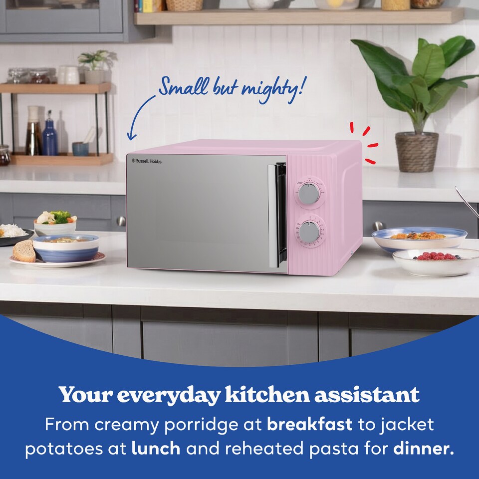 image 1 of Russell Hobbs Manual Microwave Eden 17L with 5 Power Levels Pink RHMM725RP