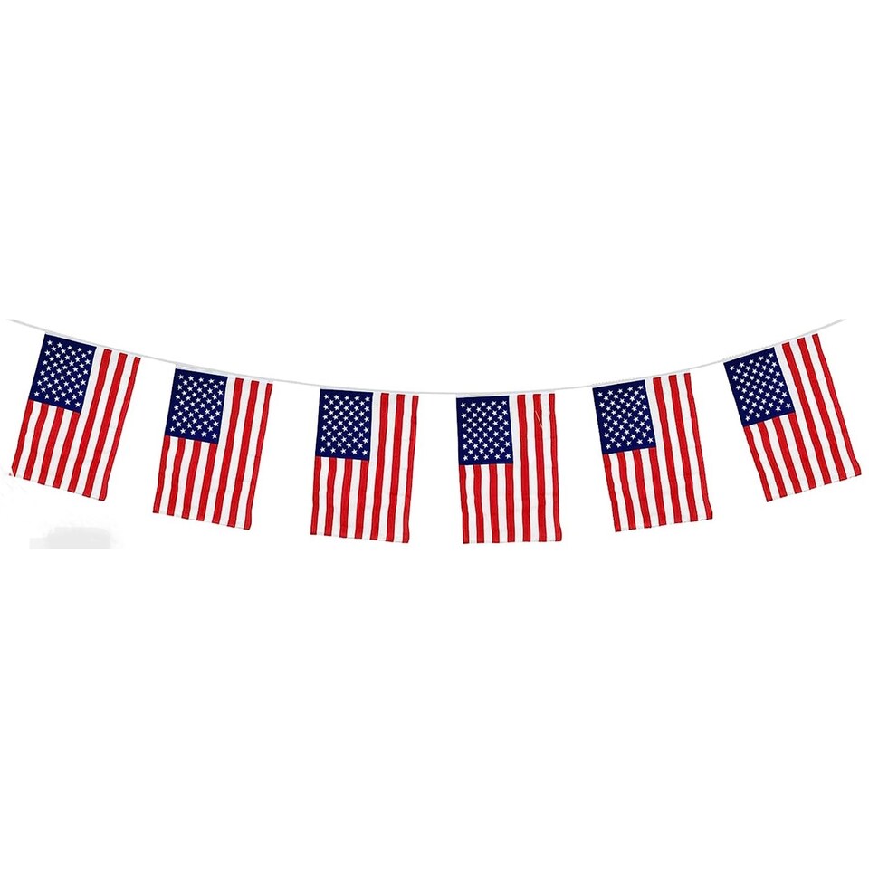 image 1 of USA Flag Rectangular Party Bunting 10m with 20 Flags