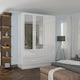 image 1 of Sliding Wardrobes 4U High Gloss Wardrobe Range with Mirror & Gold Handles - Available in 2, 3 or 4 Door Sizes, White, Black or Grey Finish | White | White 116cm
