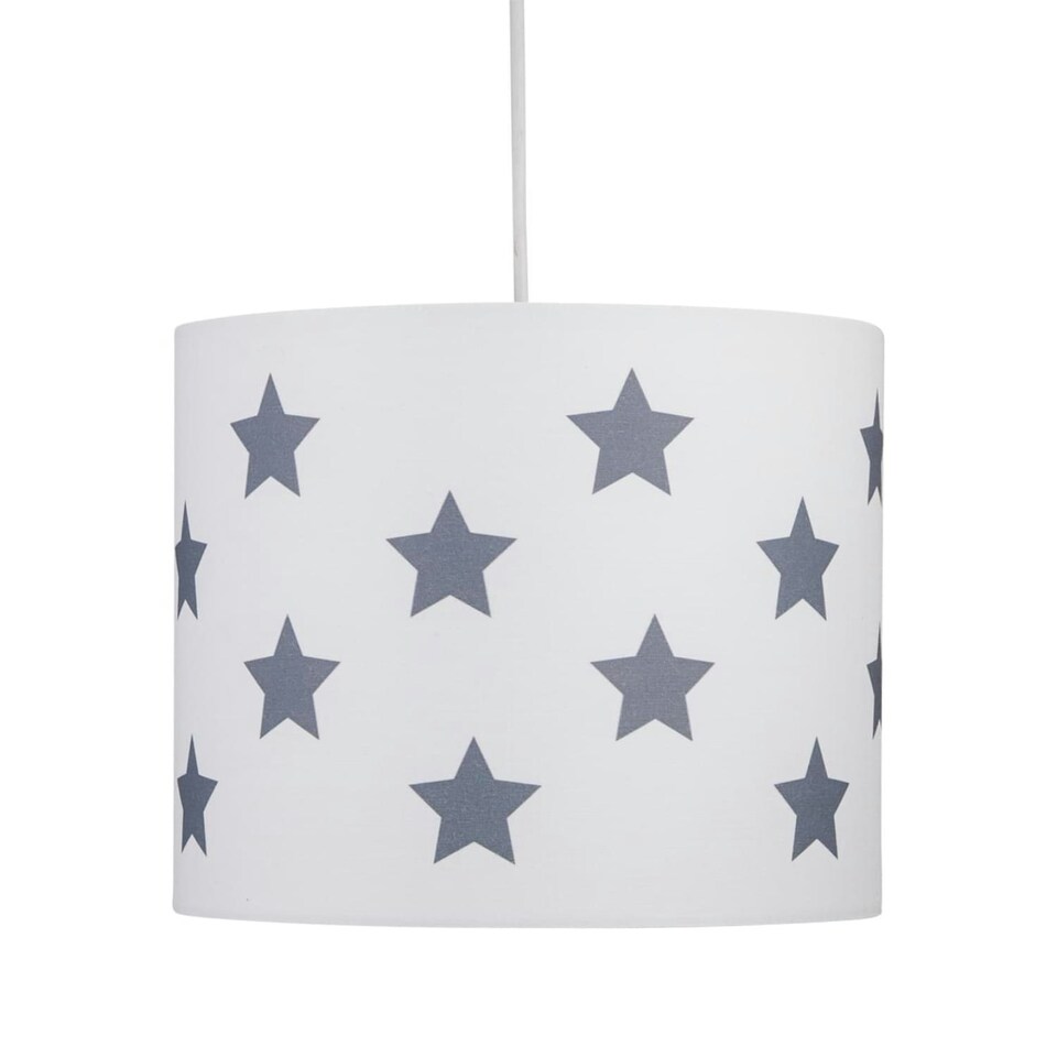 image 1 of First Choice Lighting Set of 2 White with Grey Stars 25cm Light Shades Grey