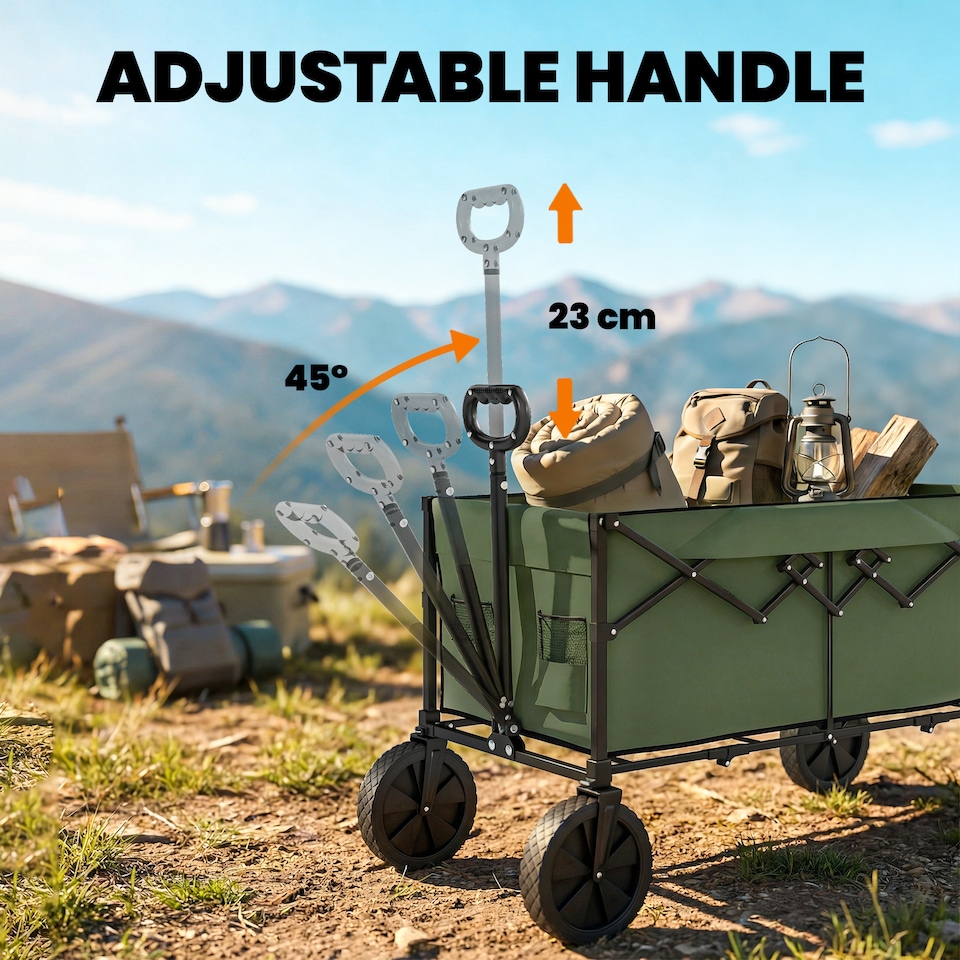 image 1 of Outsunny 95L Foldable Festival Trolley on Wheels, Dark Green | Green | Black | 103L x 46.5W x 97H cm