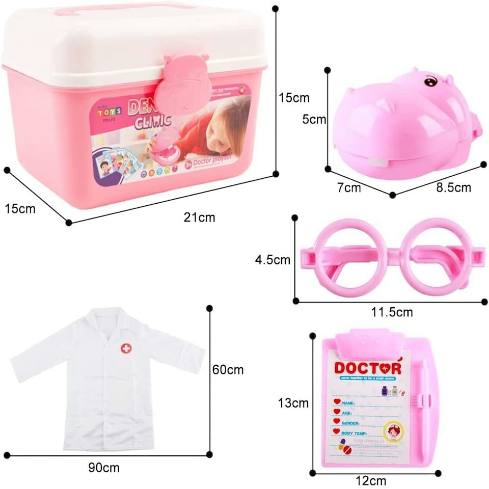 image 1 of Doctor & Dentist Role Play Carrycase – Electronic Medical Play Set with Lights, Sounds & 30+ Accessories (Pink)