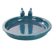 Bird Bath Ceramic Round Petrol ( L)