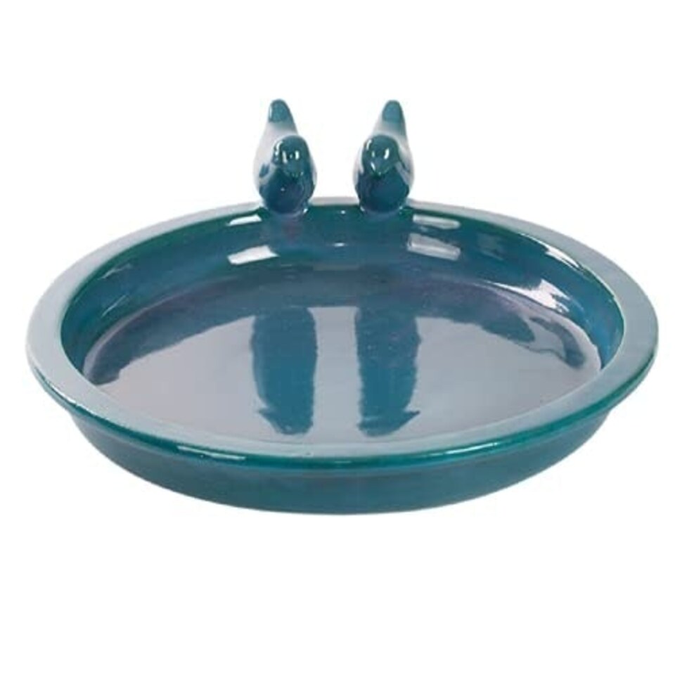 image 1 of Bird Bath Ceramic Round Petrol ( L)
