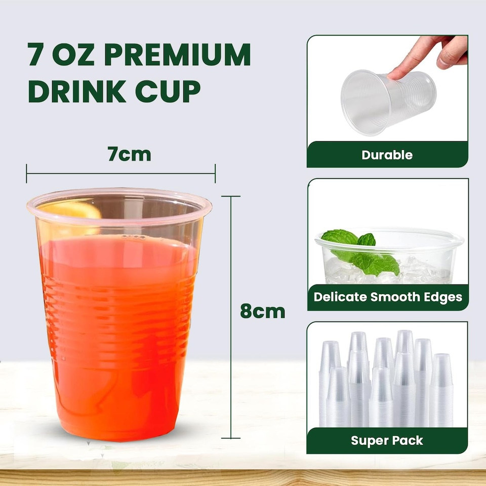 image 1 of ECONX 7oz Disposable Clear Vending Water Cooler Drinking Cups Plastic Strong Drinking Glasses 500pc