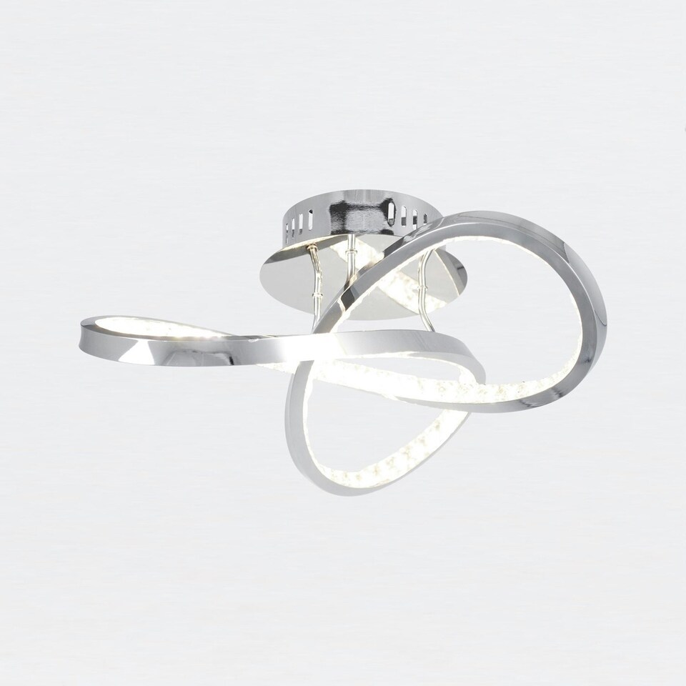 image 1 of First Choice Lighting Set of 2 Jewelled Chrome LED Loop Ceiling Lights Chrome | Clear