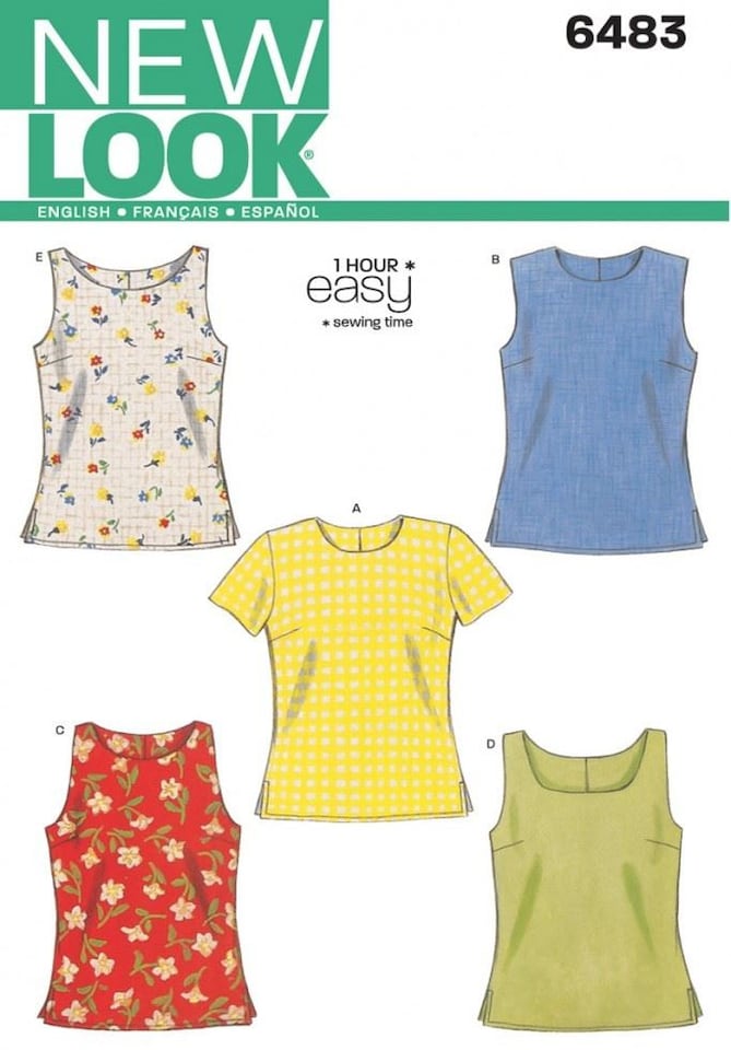 image 1 of New Look 6483 Paper Sewing Pattern – Women’s Top, UK Sizes 6–8–10–12–14–16, Beginner