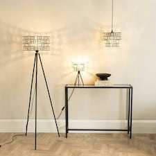 ValueLights Elise Acrylic Jewel Shade Black Tripod Floor Lamp Black