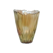 Mocha Rippled Vase - Glass - L14.5 x W14.5 x H25 cm - Mocha Brown
