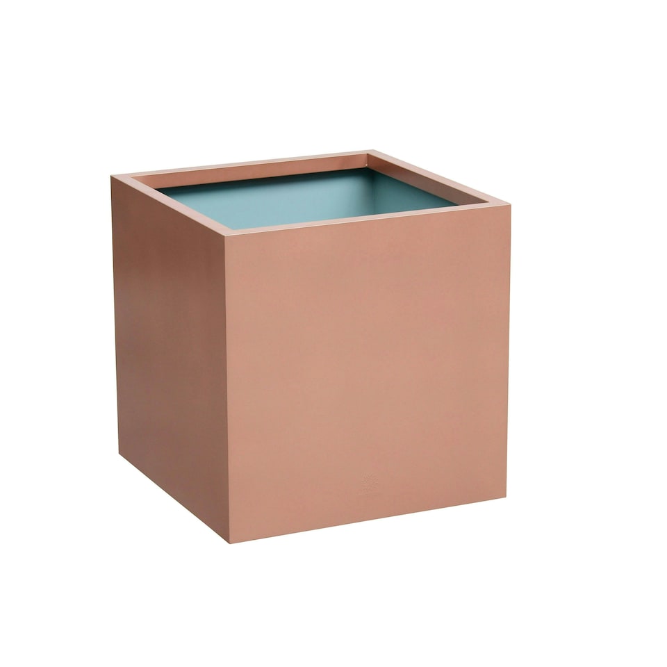 image 1 of Primrose Frost and Rust-Resistant Outdoor Zinc Square Cube Planter Copper 30cm